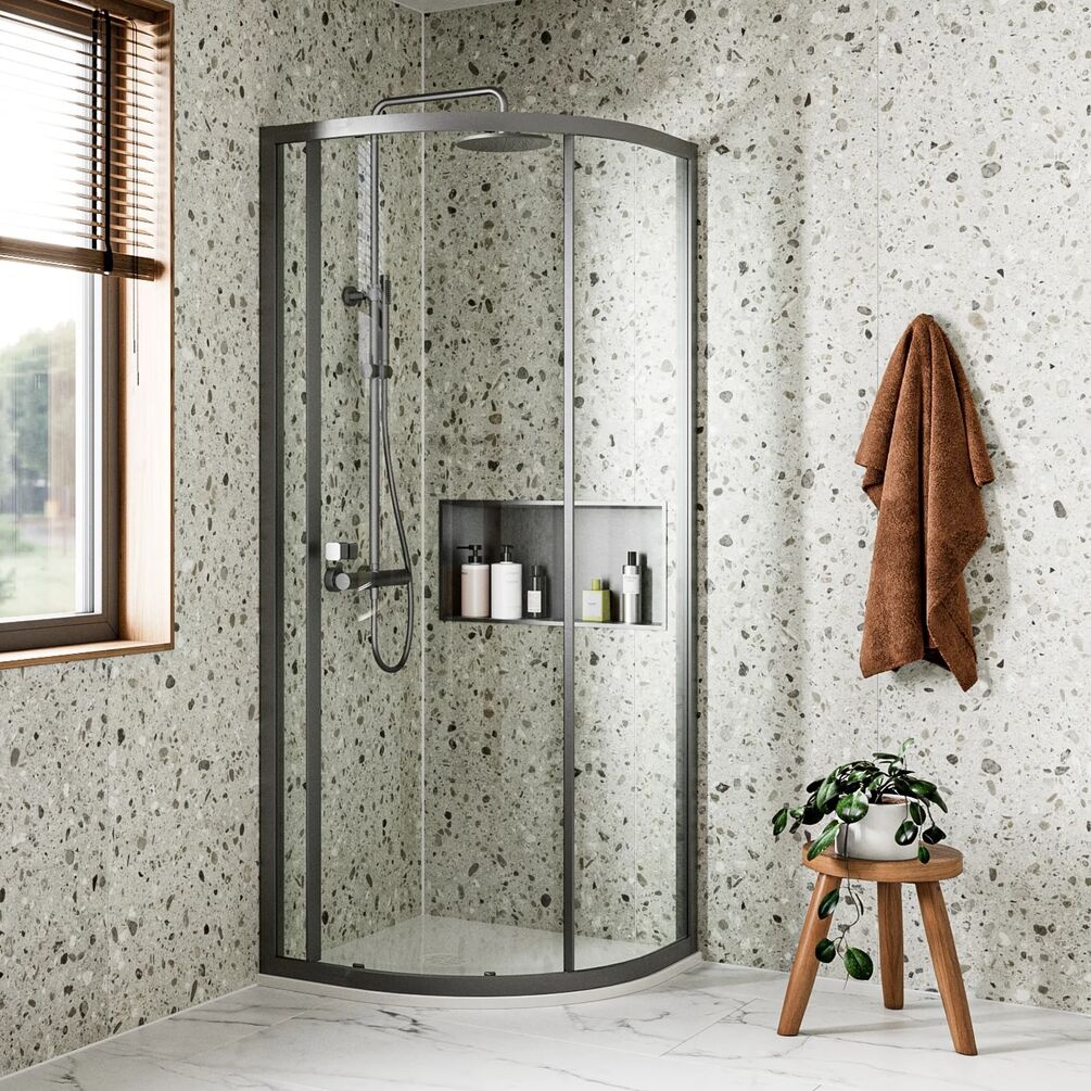 Lifestyle image of Crosswater Clear 6 Slate 900mm Shower Quadrant