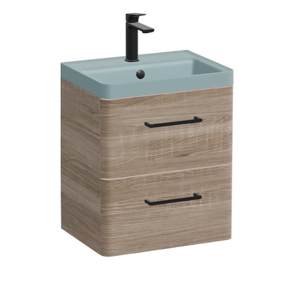 Vado Cameo 500mm Atlantic Blue Wall Hung 2 Drawer Vanity Unit & Cove Blue Basin