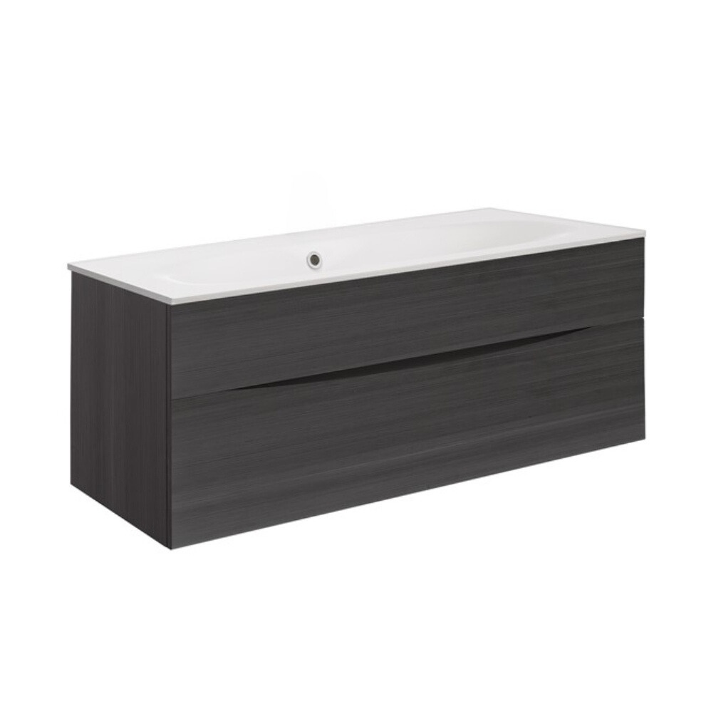 Product Cut out image of the Crosswater Glide II Steelwood 1000mm Double Drawer Unit with Ice White Glass 0 Tap Hole Basin
