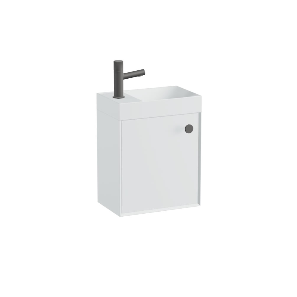 Vado Safari Smooth 400mm Arctic White Vanity Unit & Mineral Basin - Right Pull