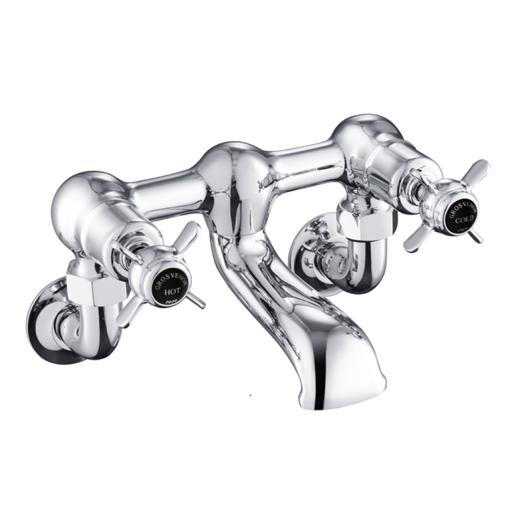 Photo of JTP Grosvenor Pinch Chrome Wall Mounted Bath Filler - Black Indices