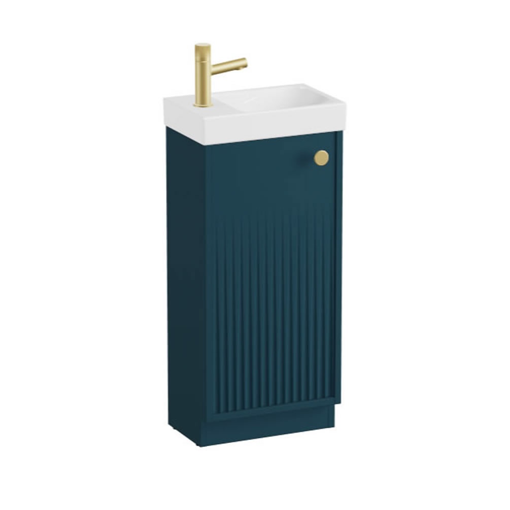 Vado Safari 400mm Atlantic Blue Floorstanding Vanity Unit and Ceramic Basin - Right Pull