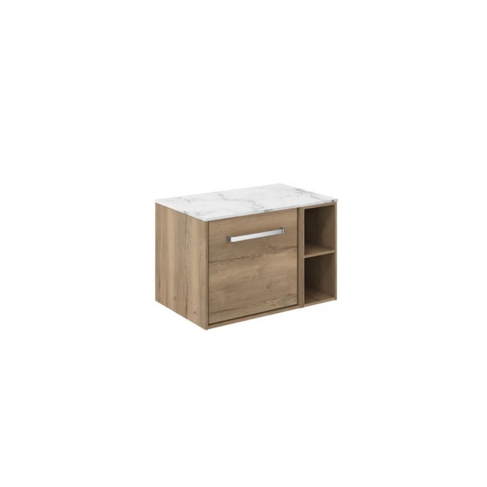 Cutout image of Crosswater Infinity 700mm Windsor Oak Vanity Unit & Carrara Marble Worktop