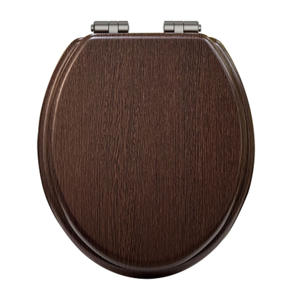 Heritage Walnut Soft Close WC Seat With Brushed Nickel Hinges