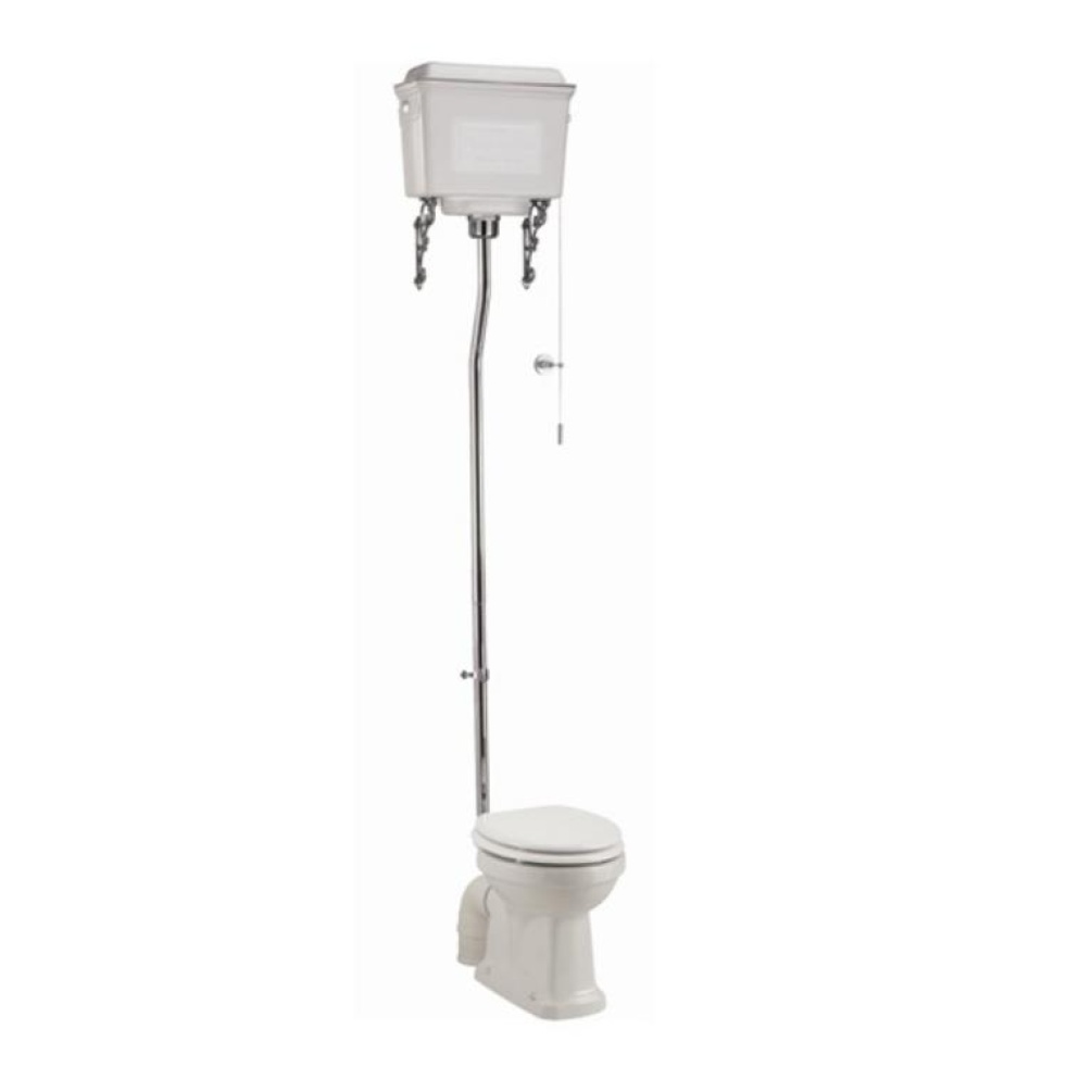Product Cut out image of the Burlington Regal White Aluminium High Level Toilet