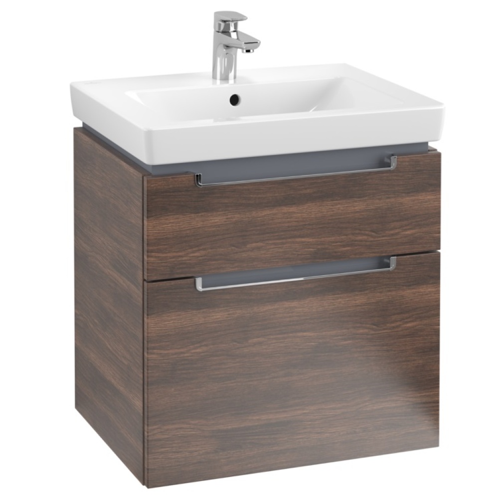 Product Cut out image of Villeroy and Boch Subway 2.0 600mm Double Drawer Vanity Unit  Arizona Oak A90910VH