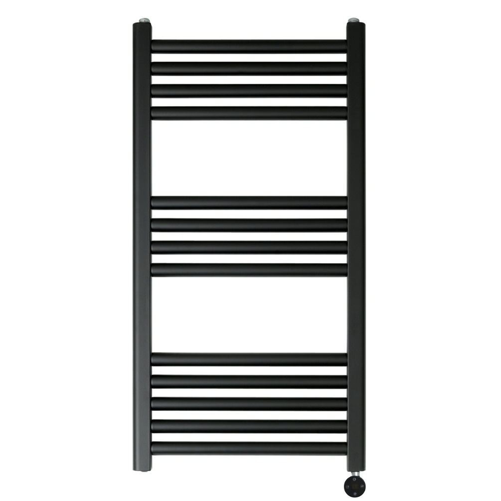 JTP Vos Matt Black 800mm x 400mm Electric Towel Radiator Cut Out