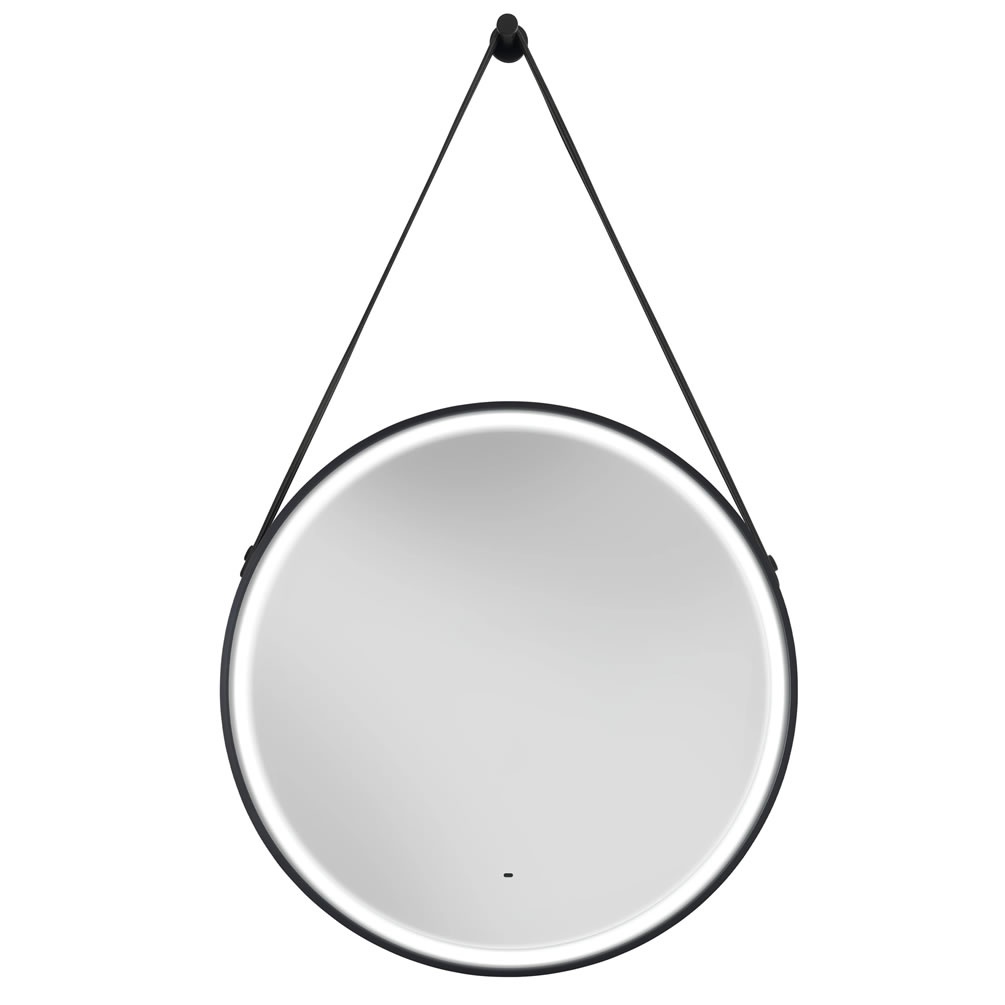 Heritage Amberley Black 590mm Illuminated Circular Mirror - Light On