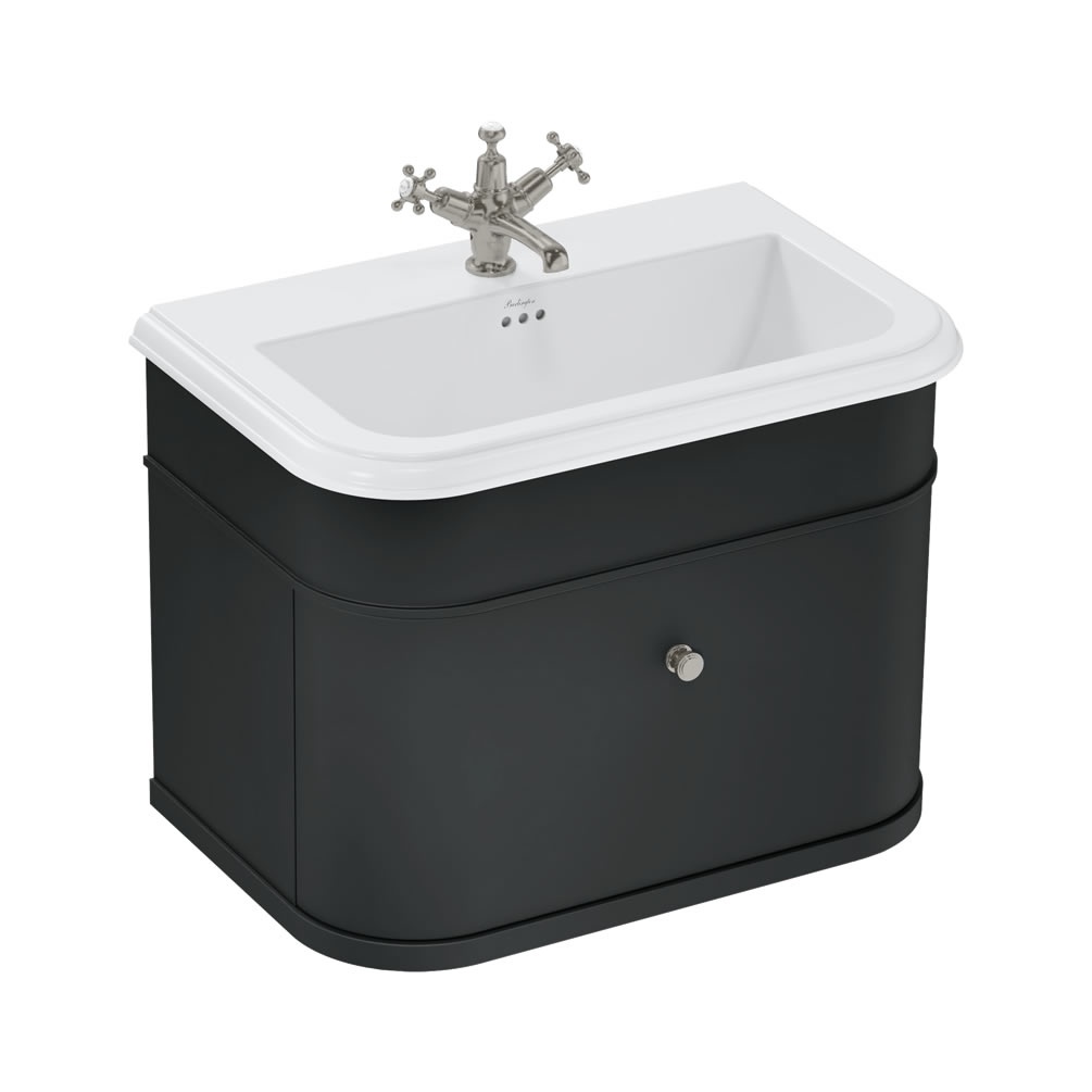 Burlington Chalfont 750mm Ceramic Basin & Matt Black Wall Hung Unit