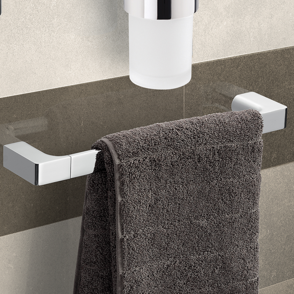Lifestyle Photo of Bathroom Origins Pirenei Towel Rail Chrome