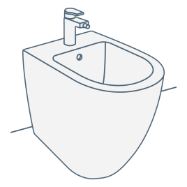 iconography image of a back to wall bidet, also called btw bidets