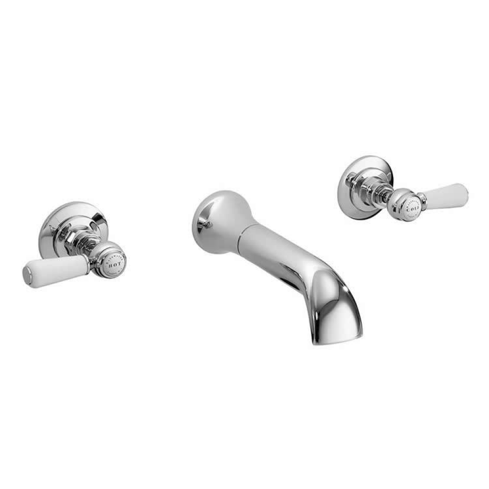 Photo of Bayswater Lever White & Chrome Wall Mounted Basin Filler