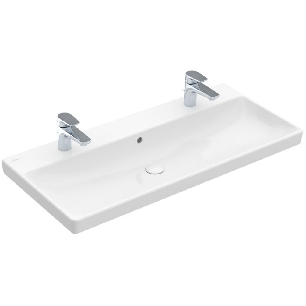 Product cut out image of Villeroy and Boch 2 Tap Hole Avento 1000mm Vanity Basin with white background