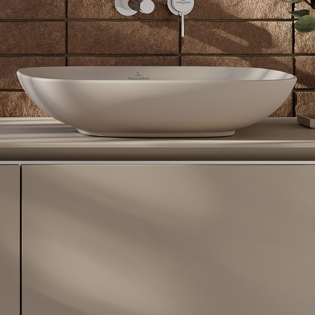 Lifestyle image of Villeroy & Boch Loop & Friends 620mm White Alpin Rectangular Countertop Basin