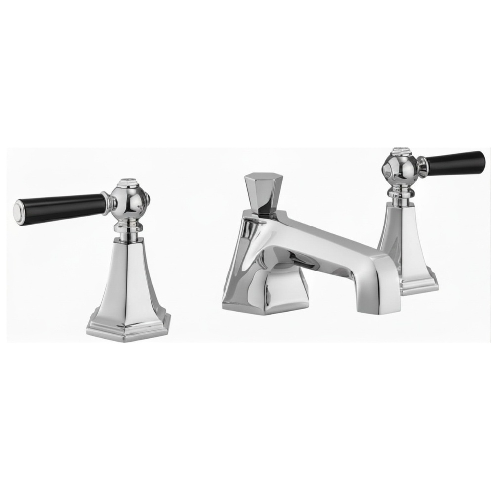 Cut out image of the Crosswater Waldorf Chrome 3 Tap Hole Black Lever Handle Deck Mounted Basin Mixer