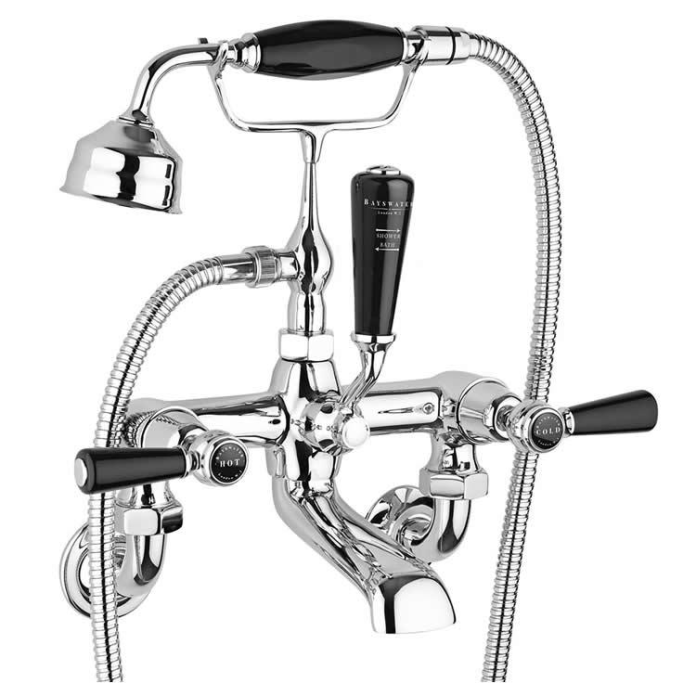 Photo of Bayswater Lever Black & Chrome Wall Mounted Bath Shower Mixer