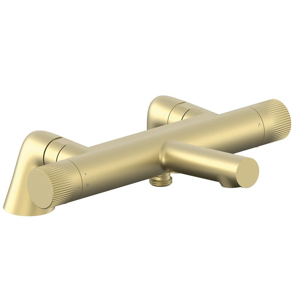 Vado Safari Leverless Satin Brass Exposed Thermostatic Deck Mounted Bath Shower Mixer