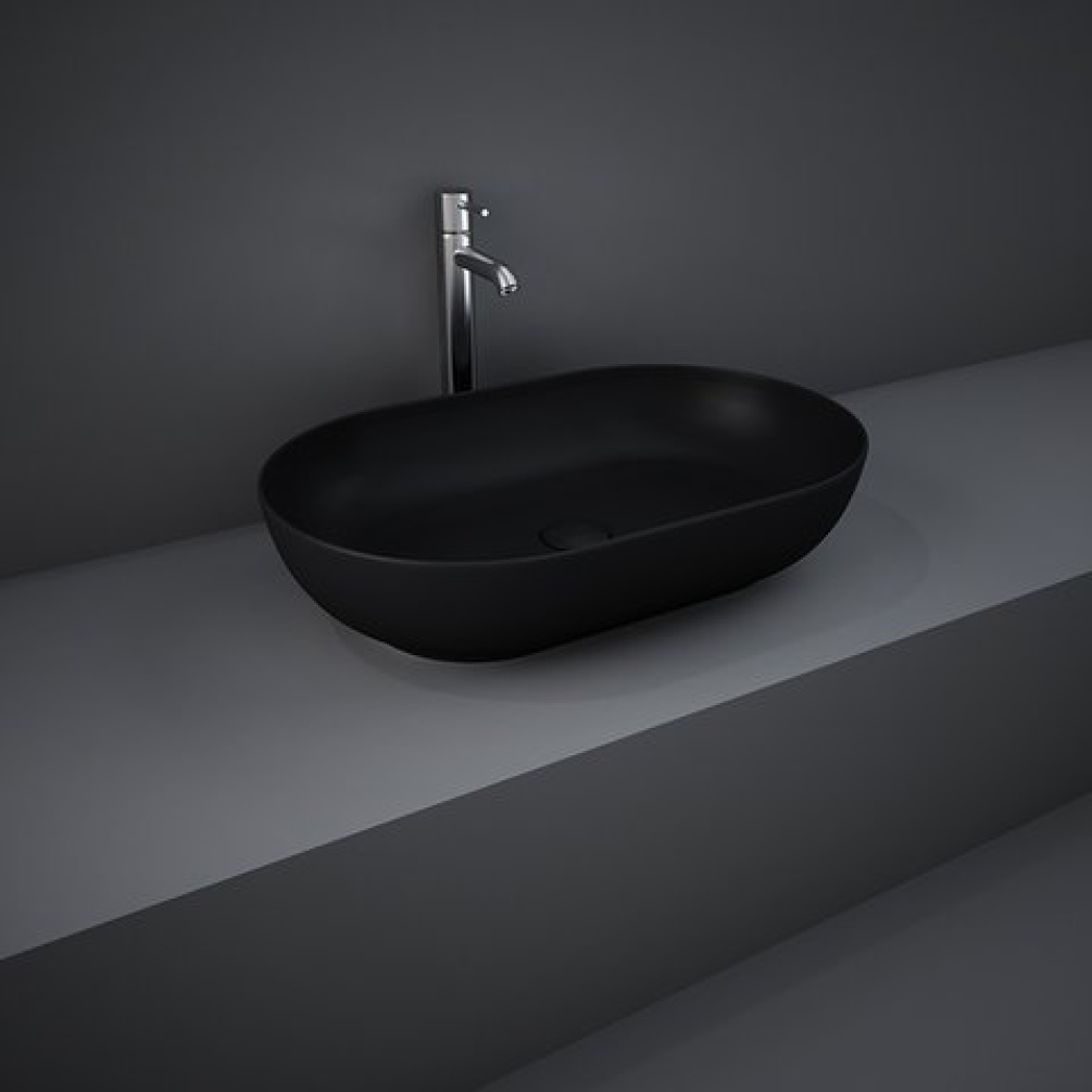 Photo Of RAK Feeling Matt Black 550mm Oval Countertop Basin
