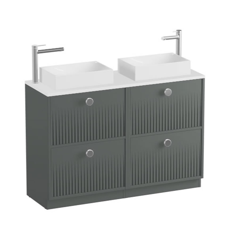Vado Safari Fluted 1200mm Charcoal Grey Floorstanding Vanity Unit & Gloss Worktop