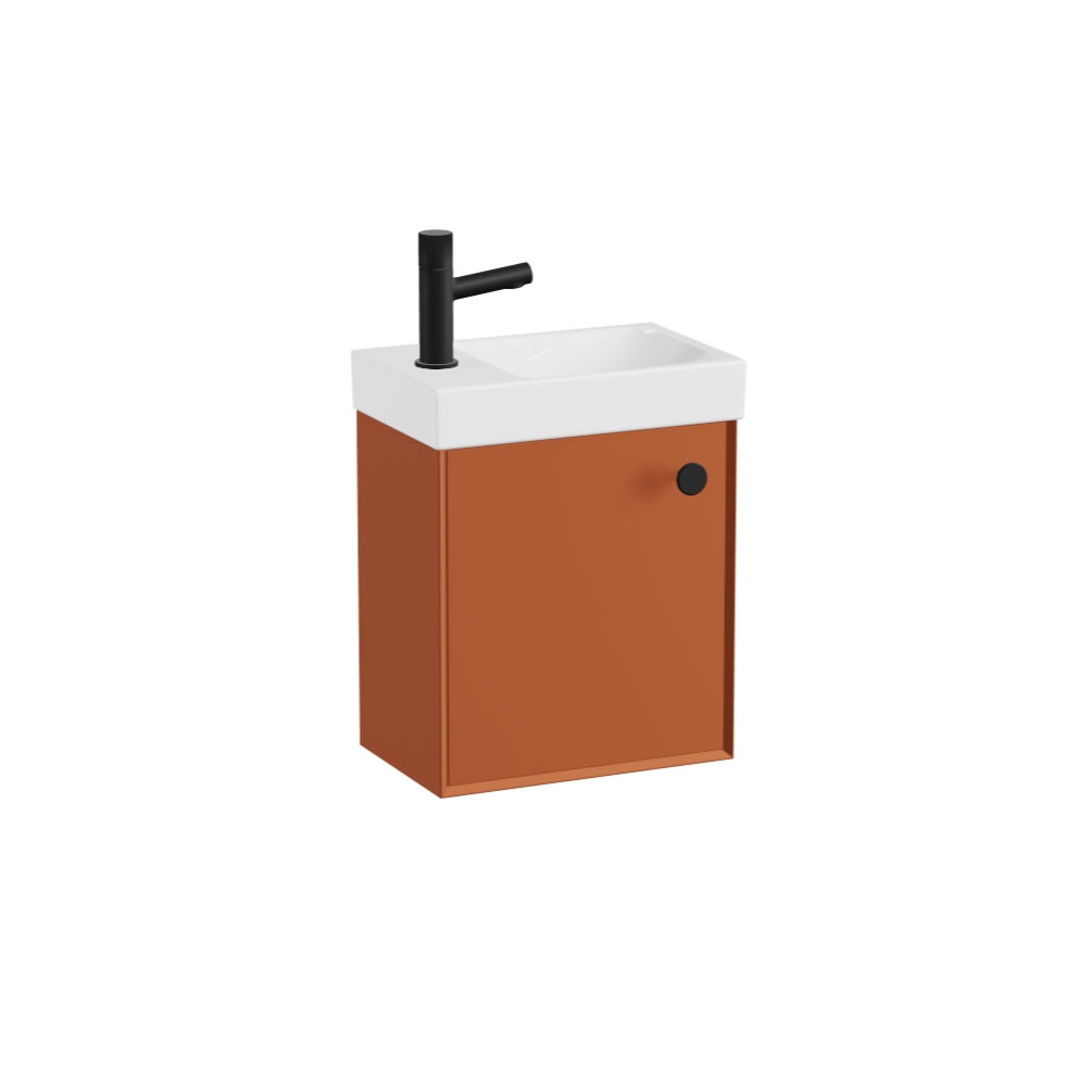 Vado Safari Smooth 400mm Terracotta Vanity Unit & Ceramic Basin - Right Pull