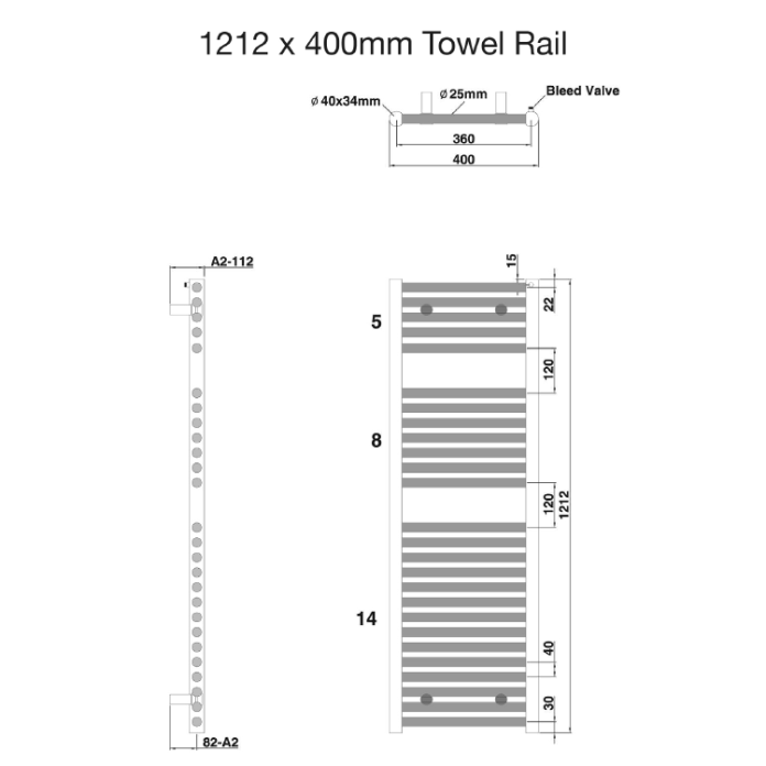 Tissino Hugo2 Anthracite Towel Rail Sanctuary Bathrooms