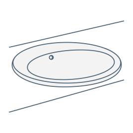 iconography image of an oval drop in bathroom sink/basin in drop in or undermount style in big and small sizes