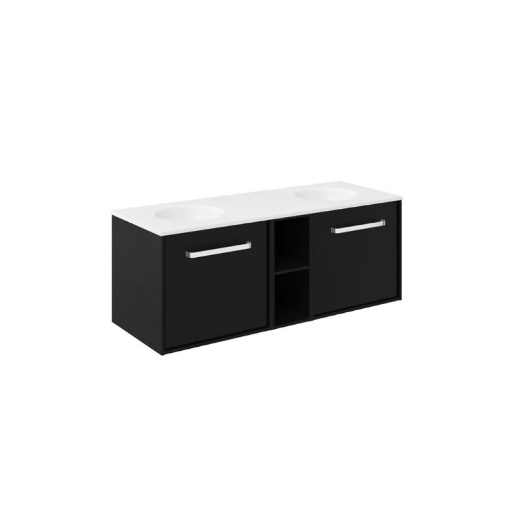Cutout image of Crosswater Infinity 1200mm Matt Black Wall-Hung Vanity Unit & Double Basin