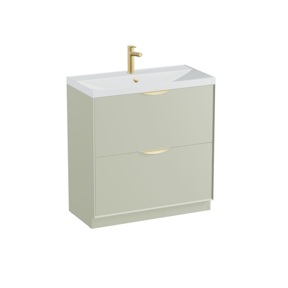 Vado Safari Smooth 800mm Sage Green Floor Mounted Vanity Unit & Mineral Basin