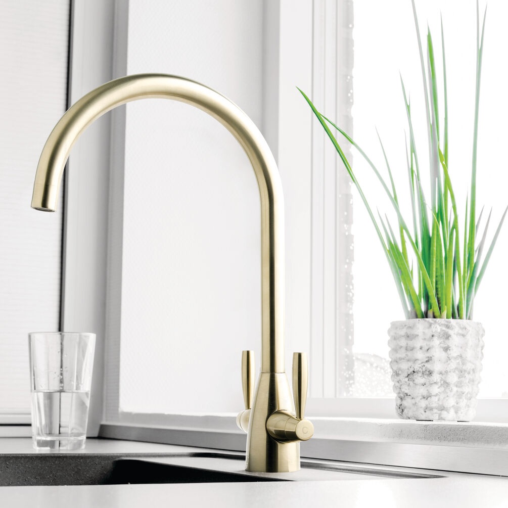 JTP Blink Brushed Brass Kitchen Mono Basin Mixer Lifestyle