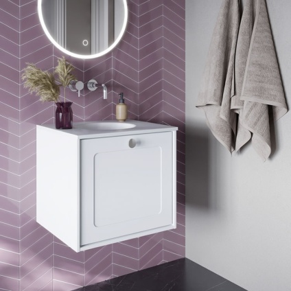 Lifestyle image of Crosswater Infinity 500mm Matt White Wall-Hung Vanity Unit & Basin