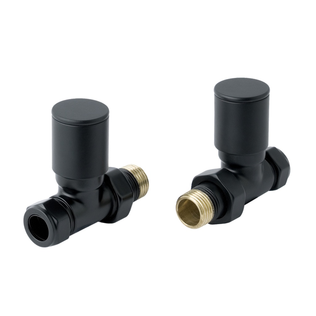 JTP Matt Black Straight Radiator Valves
