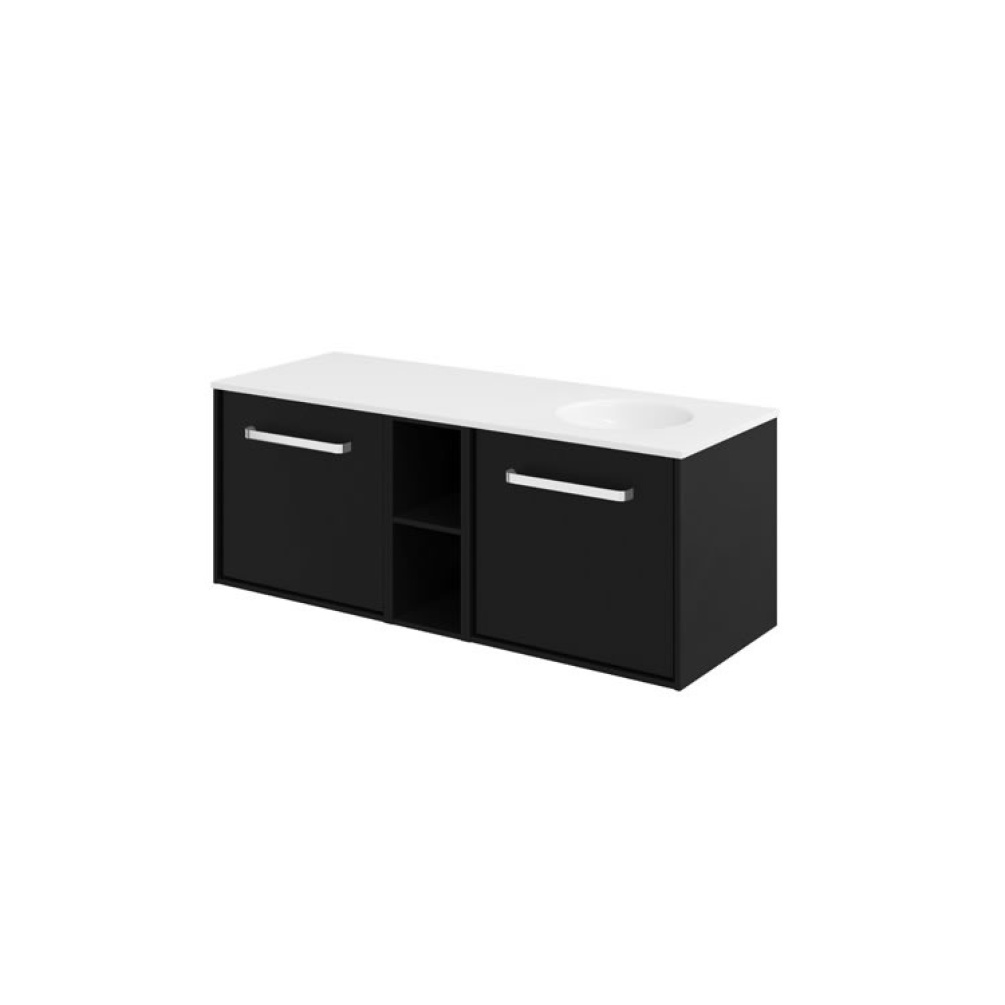 Cutout image of Crosswater Infinity 1200mm Matt Black Wall-Hung Vanity Unit & Right-Handed Basin