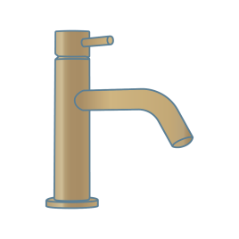 iconography image of a brass coloured bathroom tap