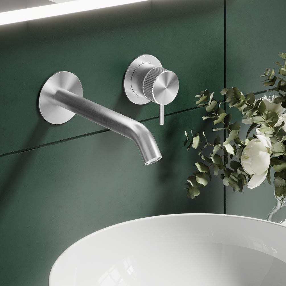 Lifestyle image of Crosswater 3ONE6 316 Stainless Steel Wall Mounted Basin 2 Hole Set