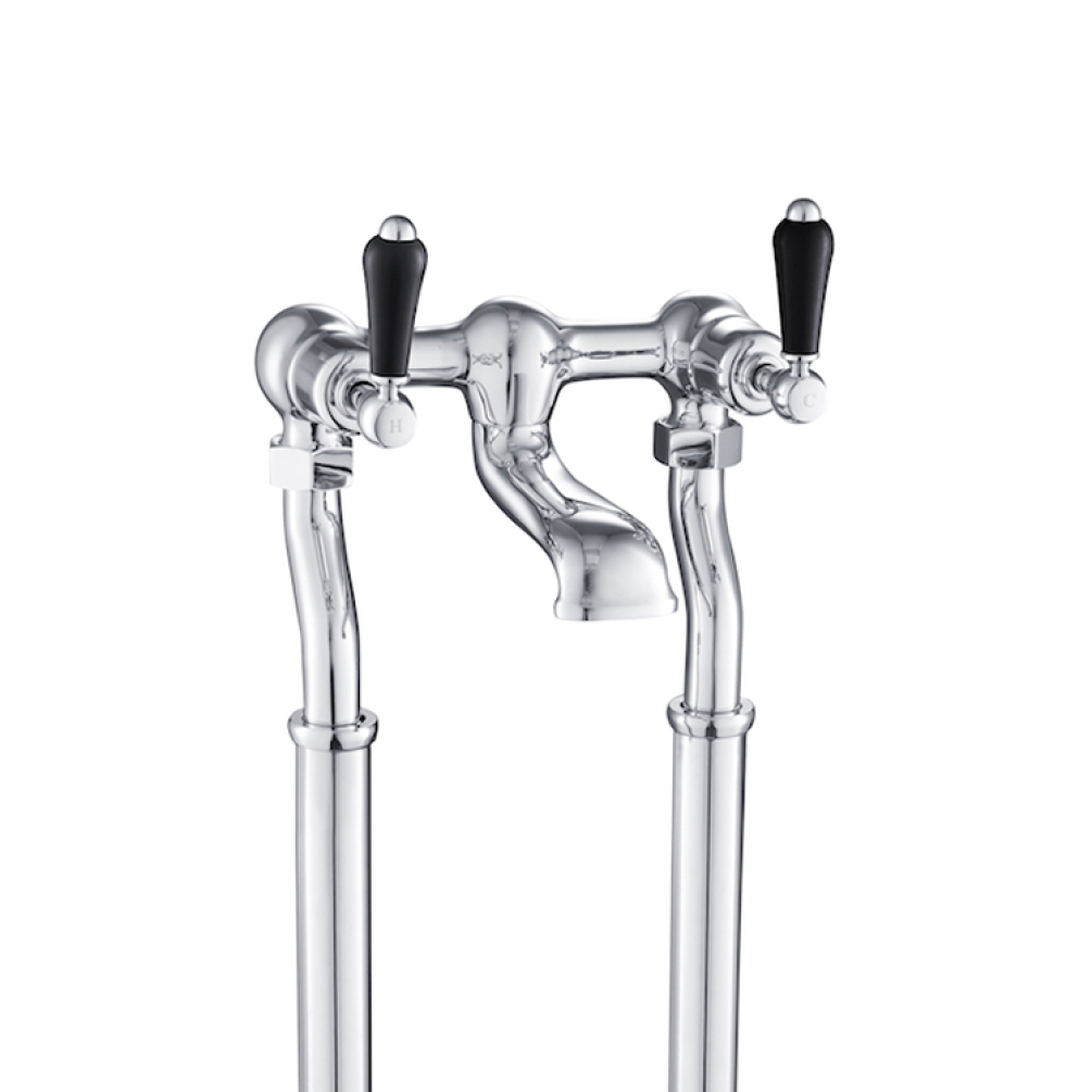 Photo of JTP Grosvenor Lever Chrome Floorstanding Bath Filler - Black Lever Cutout