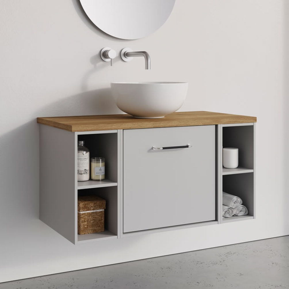 Lifestyle image of Crosswater Infinity 900mm Storm Grey Vanity Unit & Worktop