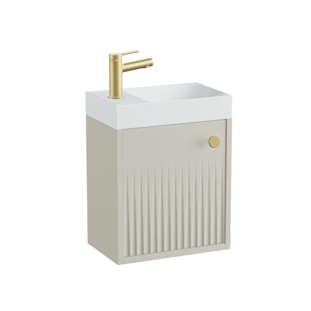 Vado Safari Fluted 400mm Cashmere Wall Hung Cloakroom Vanity Unit & Basin - LH