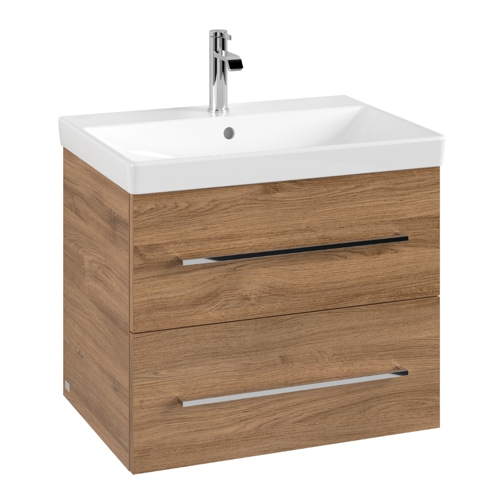 product cut out image villeroy & boch 650mm kansas oak wall hung vanity unit and basin A89000RH