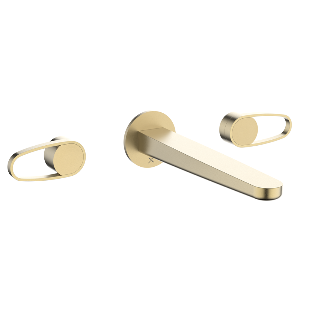 Crosswater Lazo Brushed Brass Wall Mounted Basin 3 Hole Set