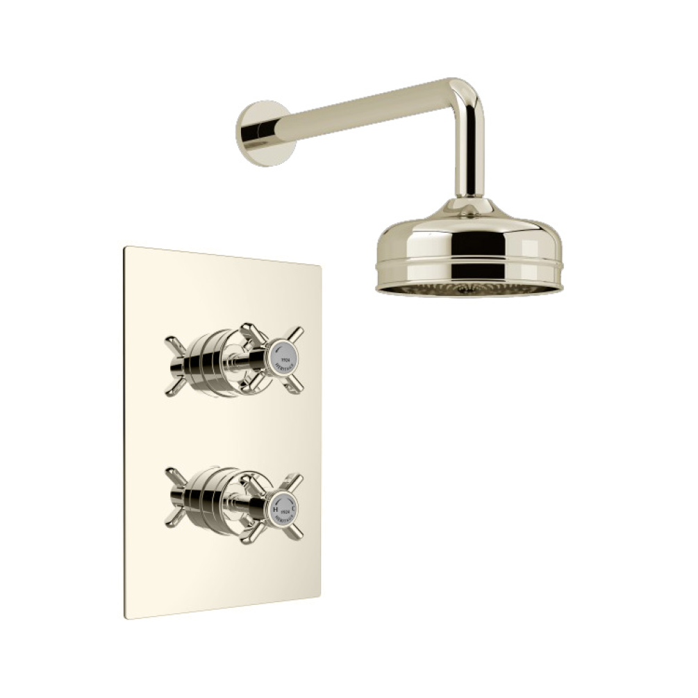Photo of Heritage Dawlish Vintage Gold Recessed Shower Kit With Premium Fixed Head