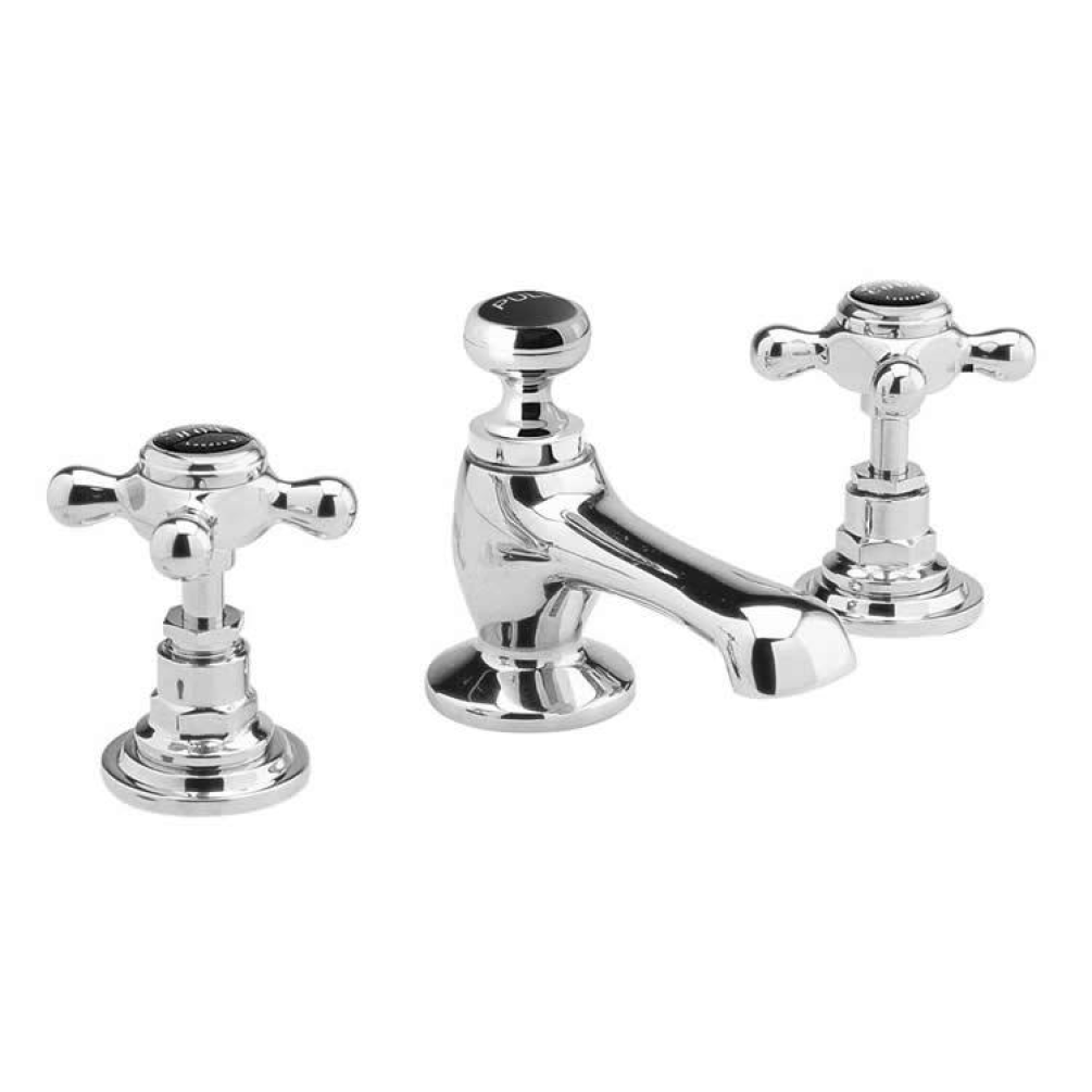 Photo of Bayswater Crosshead Black & Chrome 3TH Basin Mixer