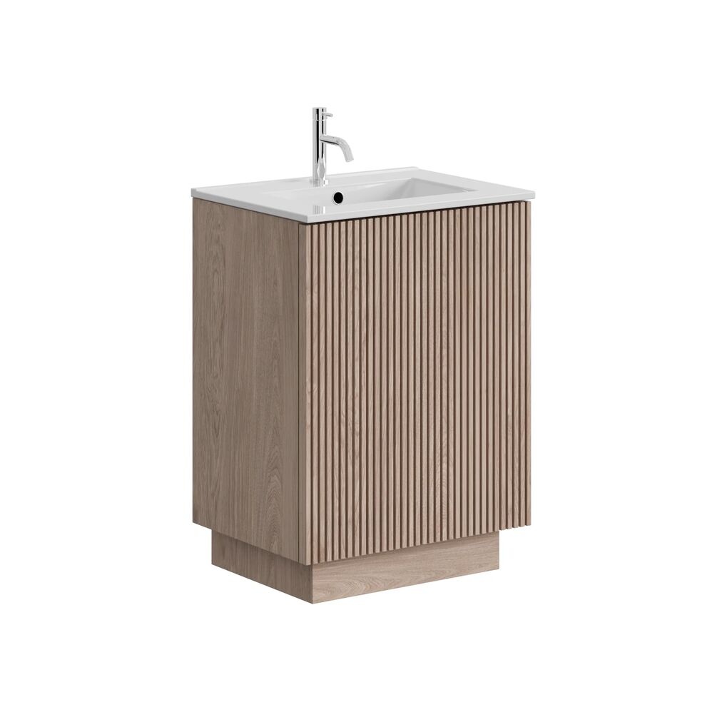 Crosswater Limit Modern Oak 600mm Floorstanding Vanity Unit & Ceramic Basin