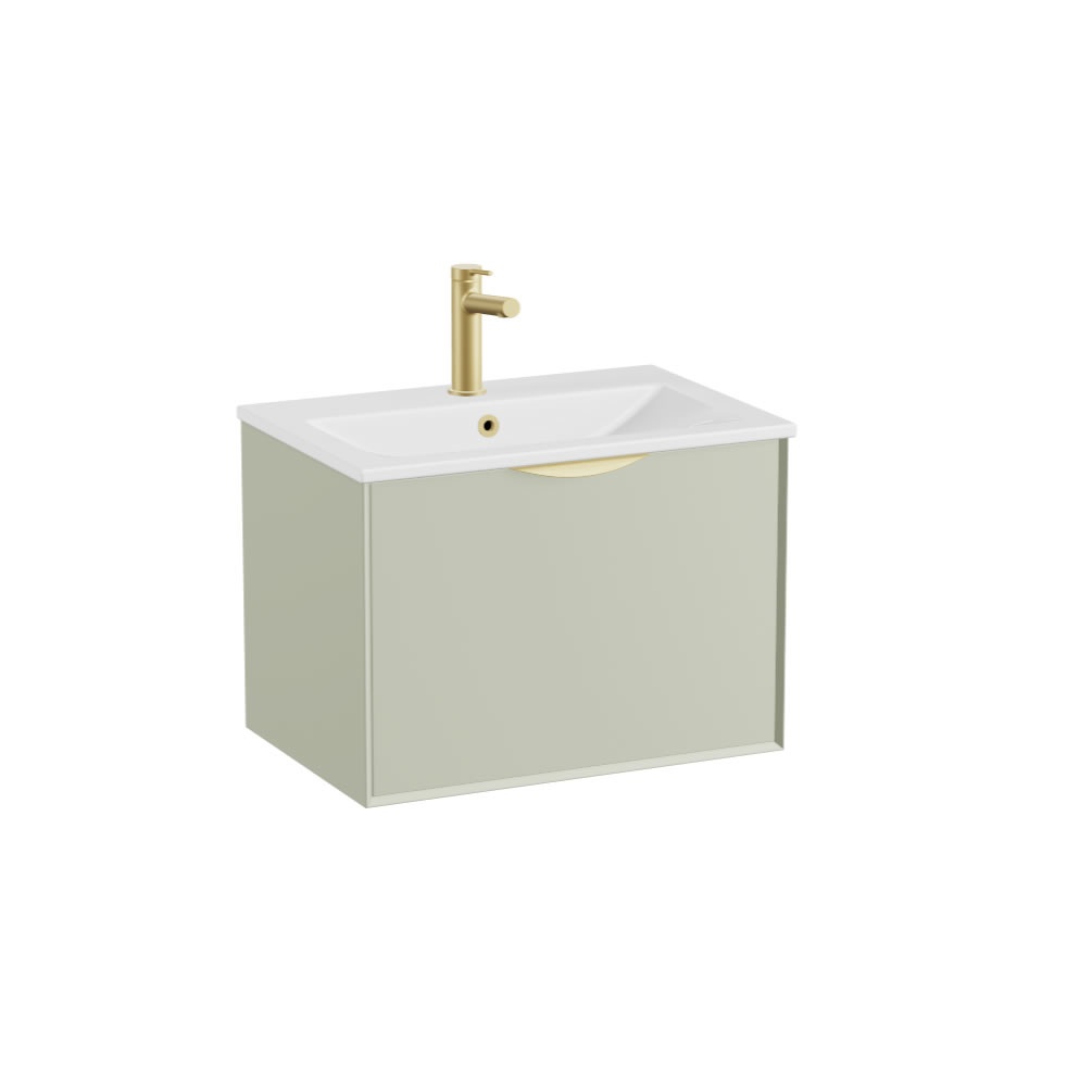 Vado Safari Smooth 600mm Sage Green Wall Hung Vanity Unit & Ceramic Basin