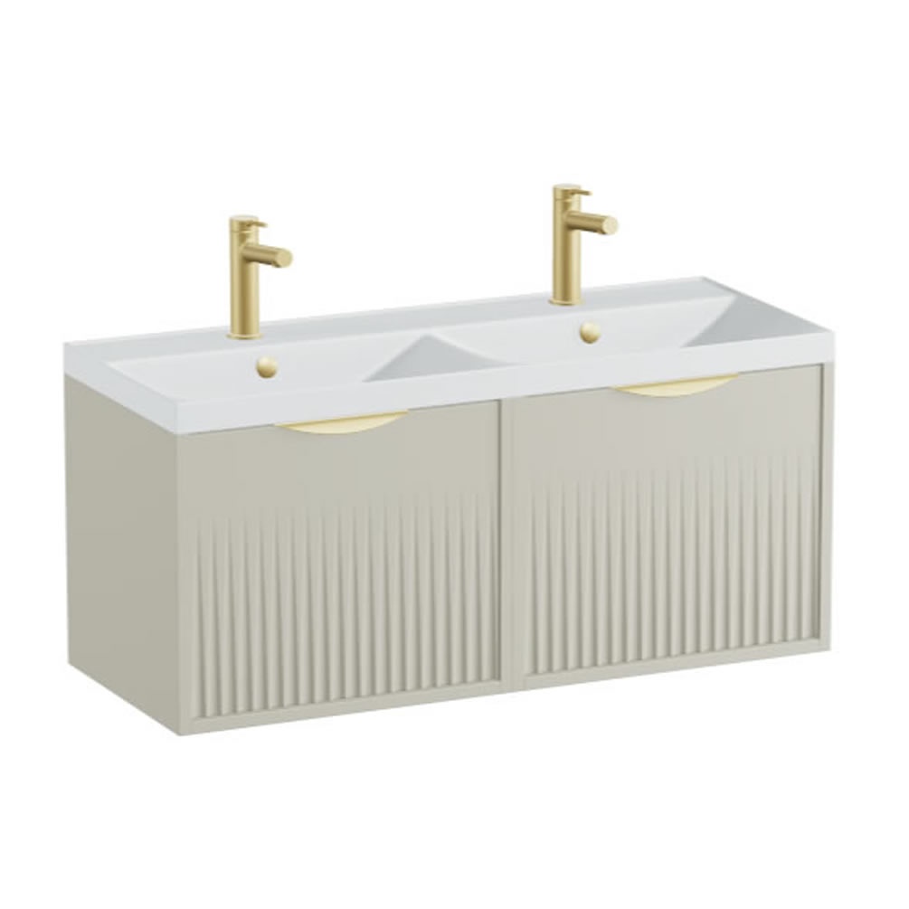 Vado Safari Fluted 1000mm Cashmere Wall Hung Vanity Unit & Arctic White Basin