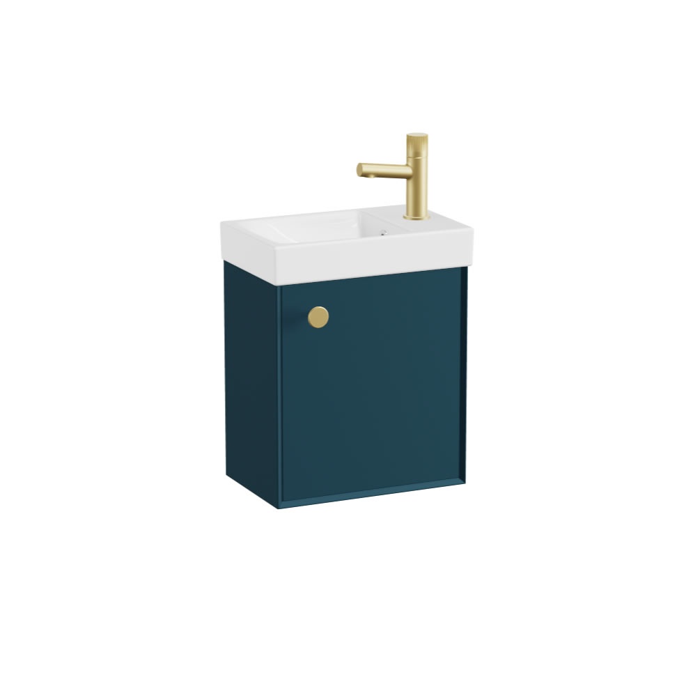 Vado Safari Smooth 400mm Atlantic Blue Vanity Unit & Ceramic Basin - Left Pull