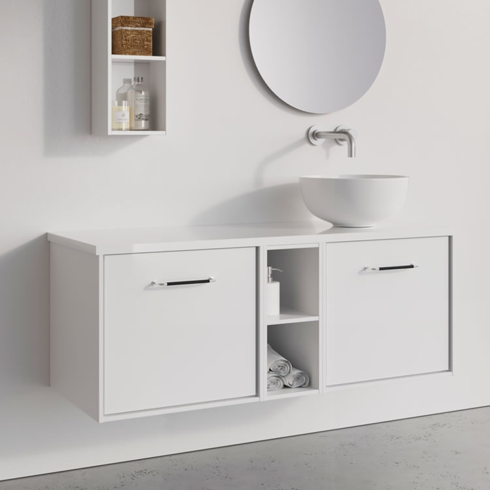 Lifestyle image of Crosswater Infinity 1200mm White Gloss Vanity Unit & Worktop