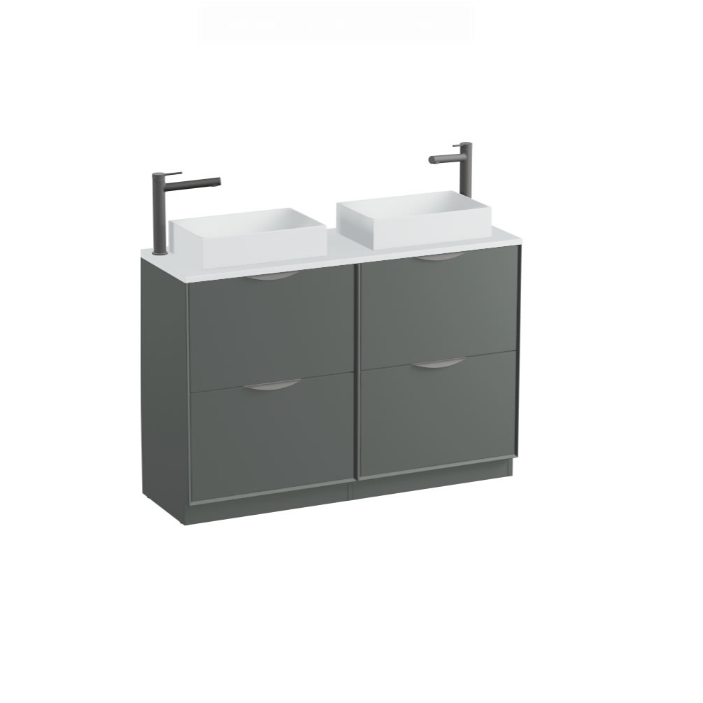 Vado Safari Smooth 1200mm Charcoal Grey Floorstanding Vanity Unit & Arctic White Worktop