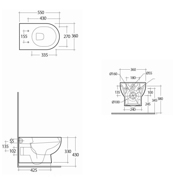 RAK Tonique Rimless Wall Hung Toilet & Seat Sanctuary Bathrooms