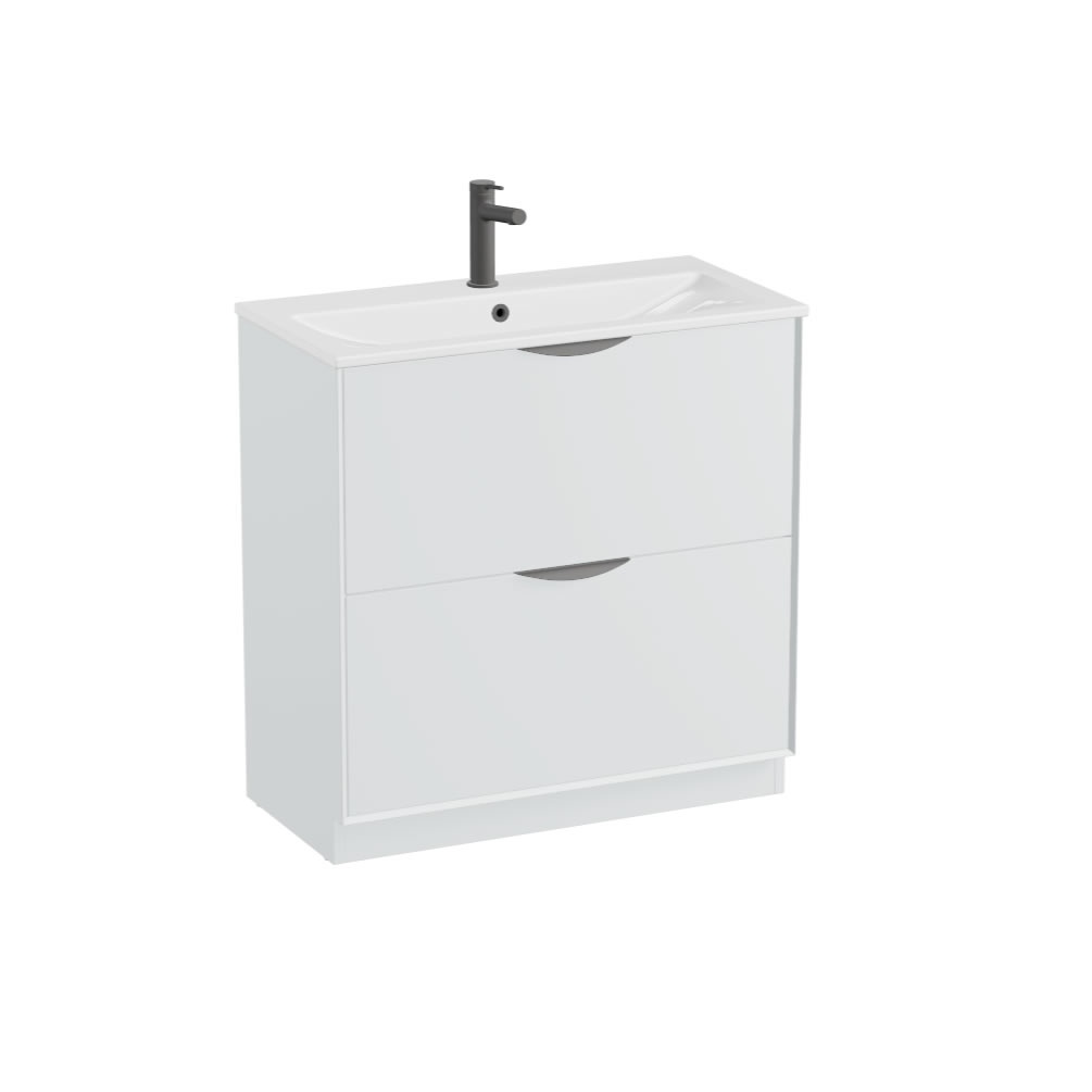 Vado Safari Smooth 800mm Arctic White Floor Mounted Vanity Unit & Ceramic Basin