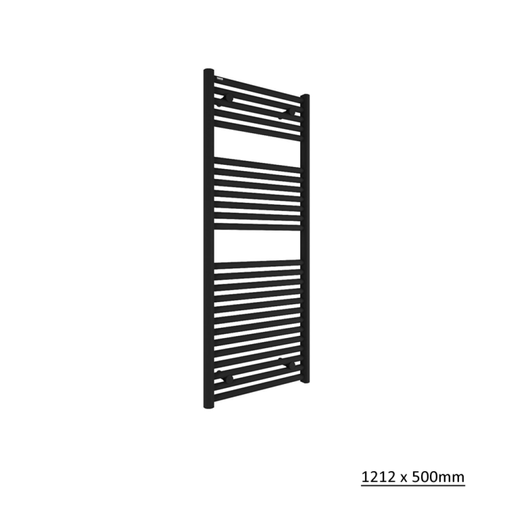 Photo of Tissino Hugo2 Matt Black Heated Towel Rail 1212 x 500mm Cutout